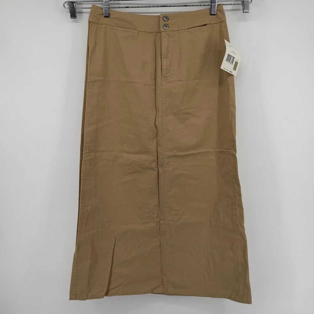 Liz Claiborne Lizwear Jeans Military Appeal Maxi Skirt Tan‎ Women's Size 10
